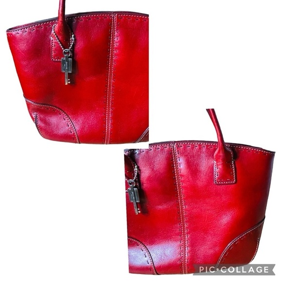 Fossil’s Vintage Genuine Crimson Red Leather Zip Cross Body Hobo Satchel, ZB9018 - Picture 8 of 16